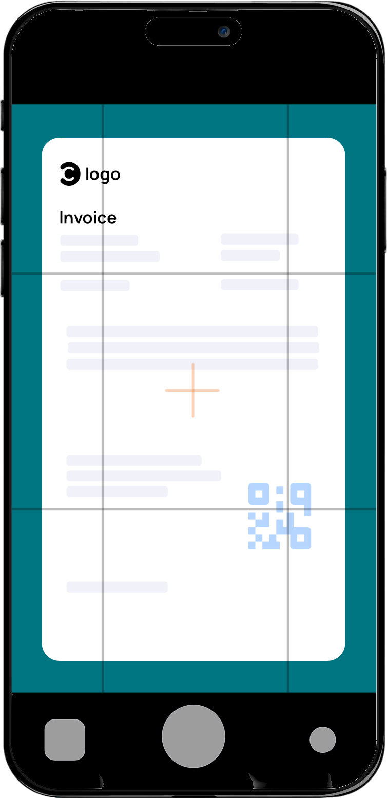 Mobile phone scanning an expense receipt with AI recognition